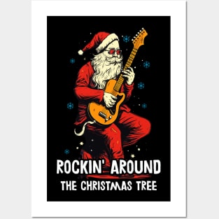 Christmas Guitar Gift Santa Claus Guitarist Funny Guitar Posters and Art